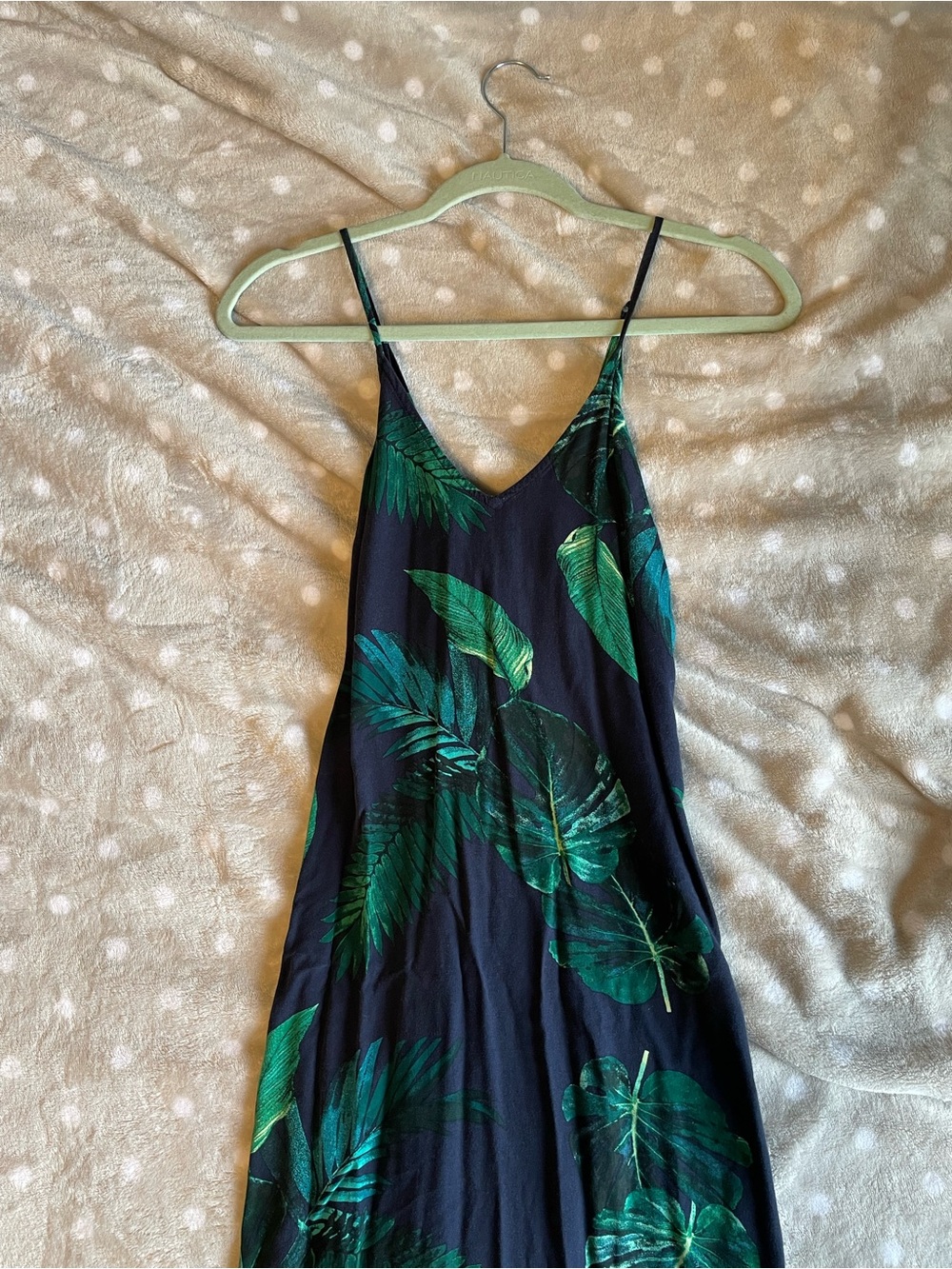 Old Navy Maxi Dress with Green Tropical Leaf Print